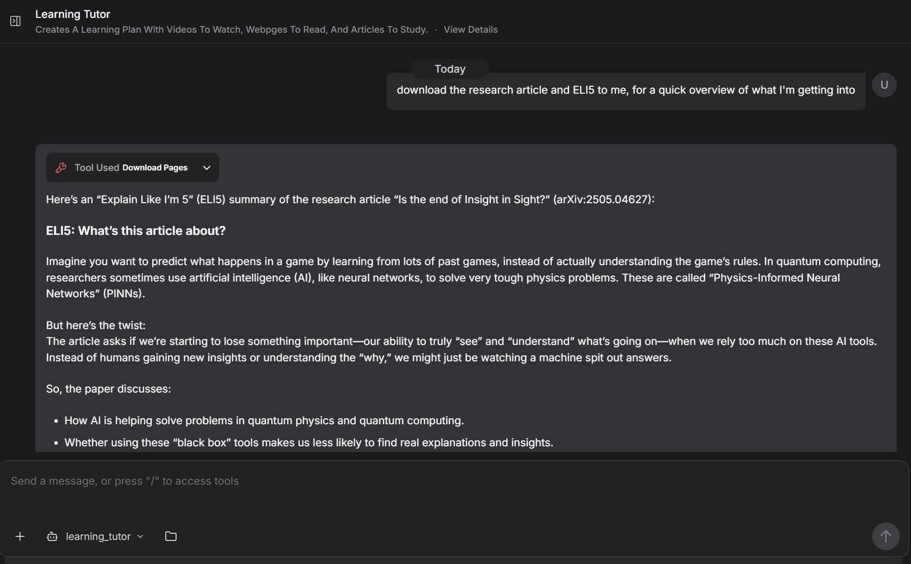 Downloading and explaining article