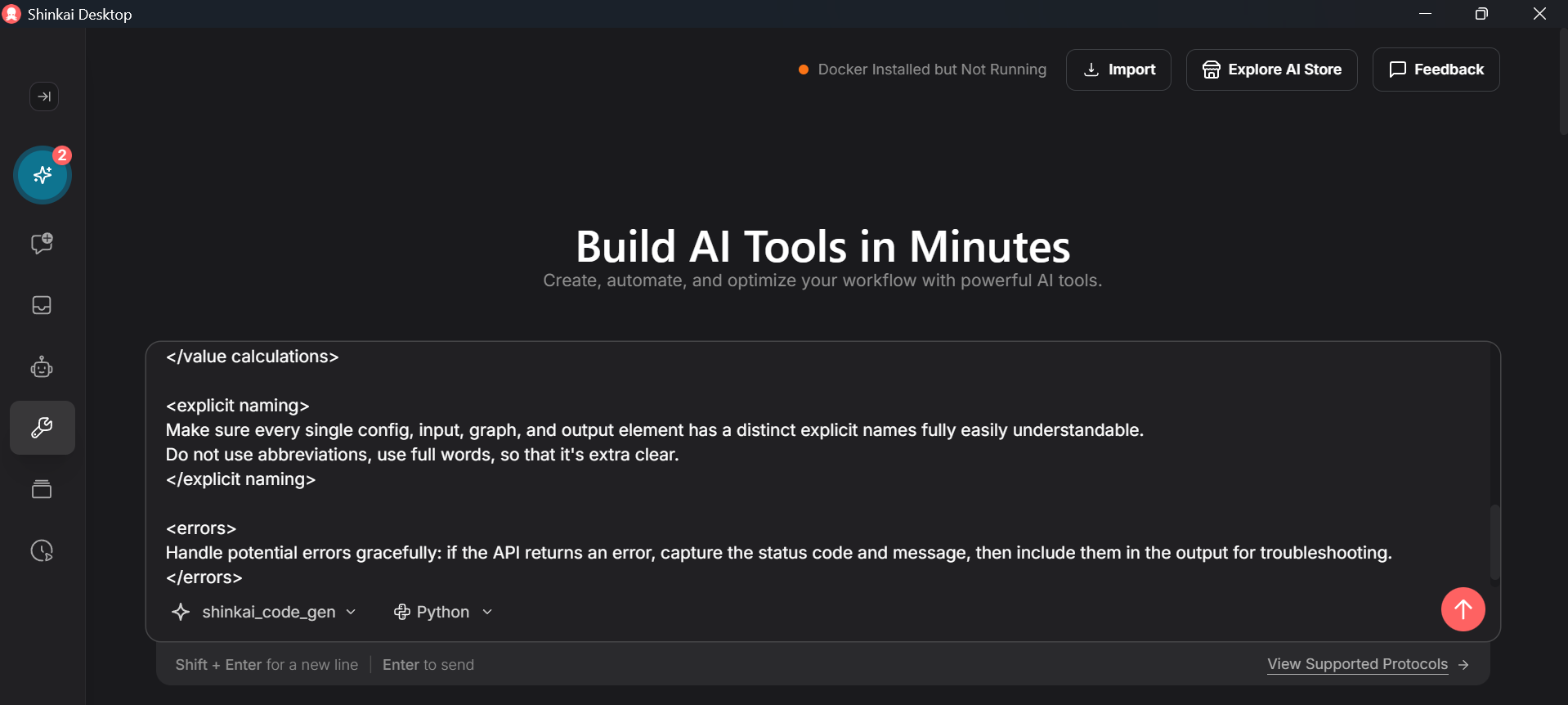 Prompting the tool builder