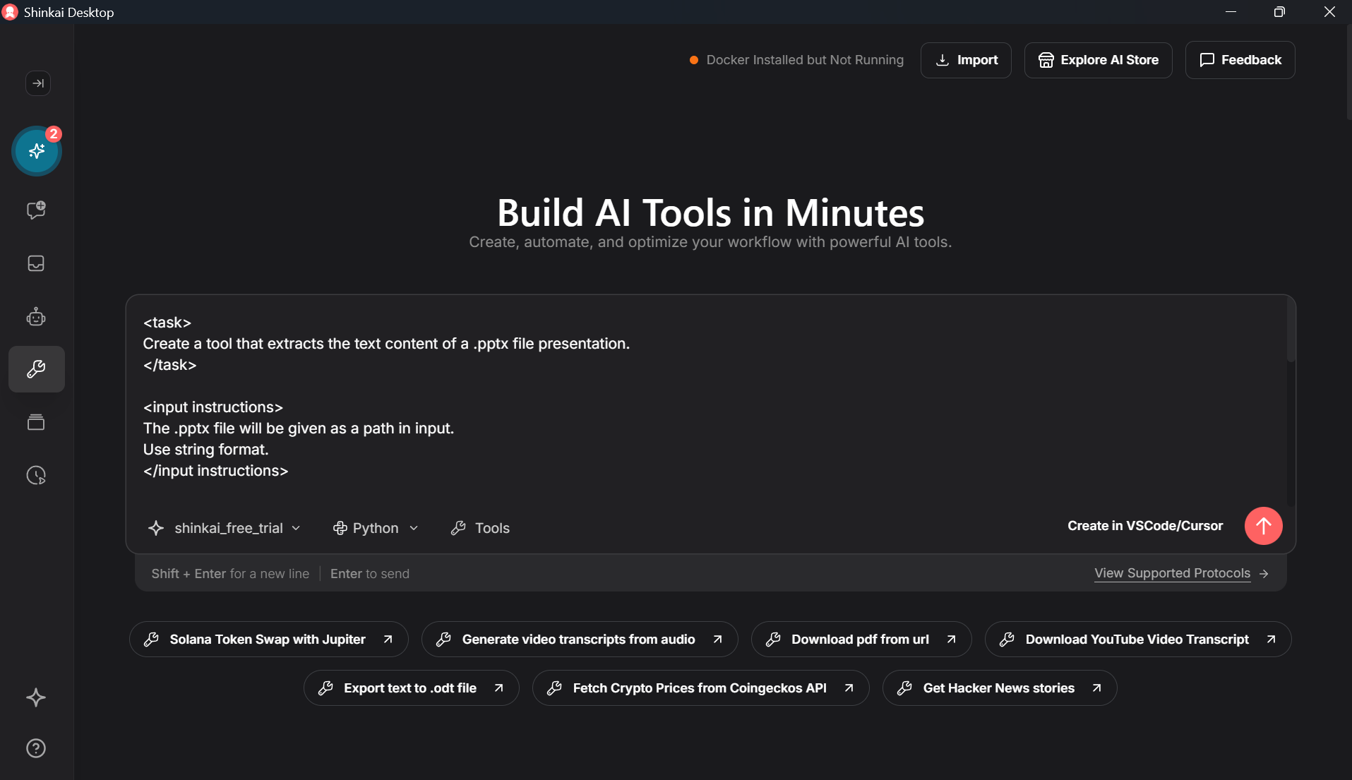 Build the tool first step
